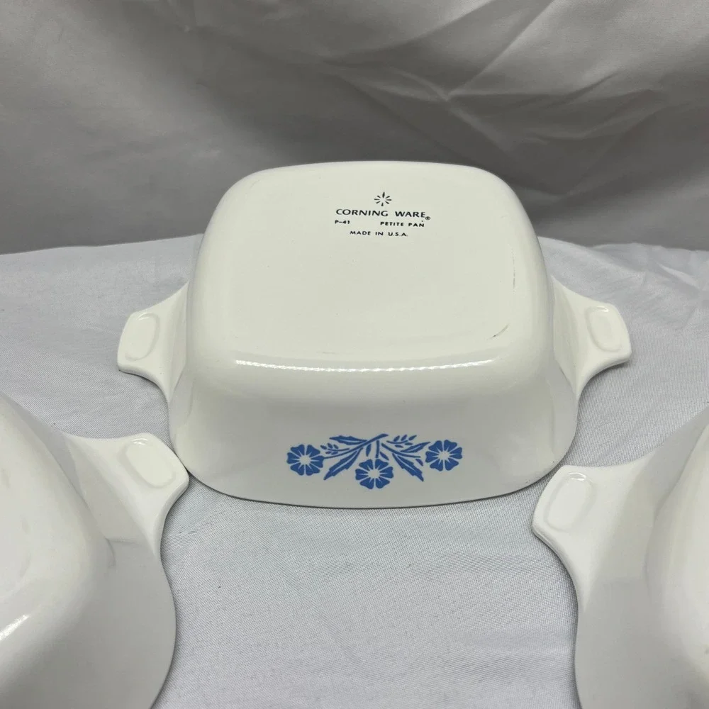 Corning‎ Ware Petite Pan Blue Cornflower Square Baking Dish Set P-41-B